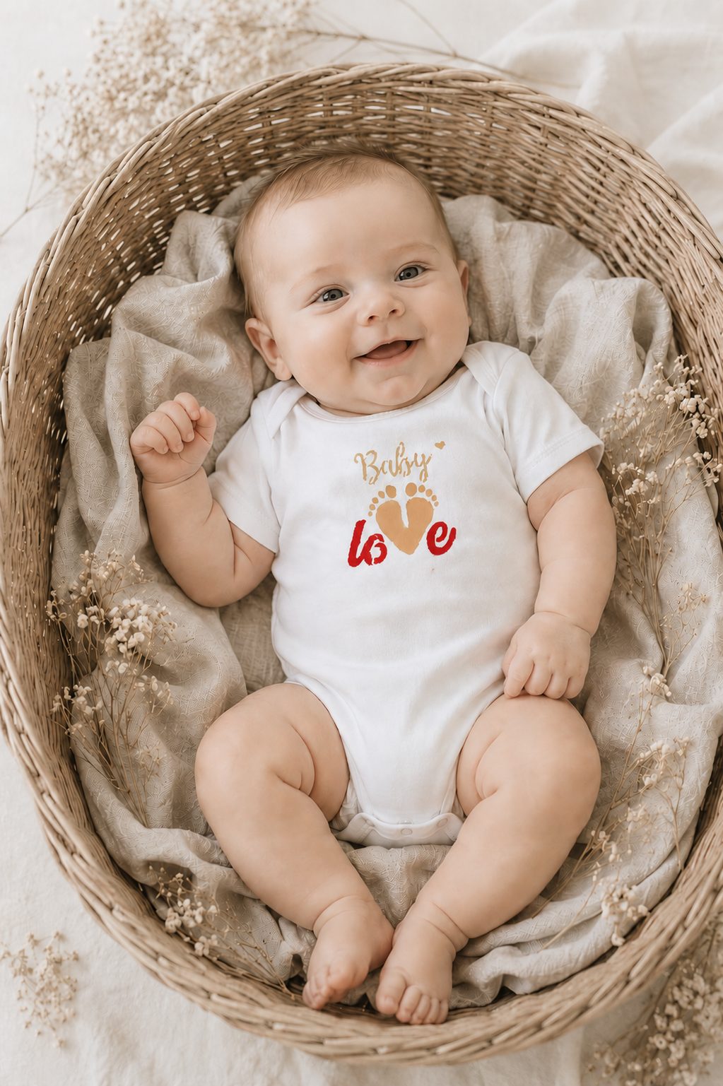 Body bébé « Baby love » peint lors de l'atelier